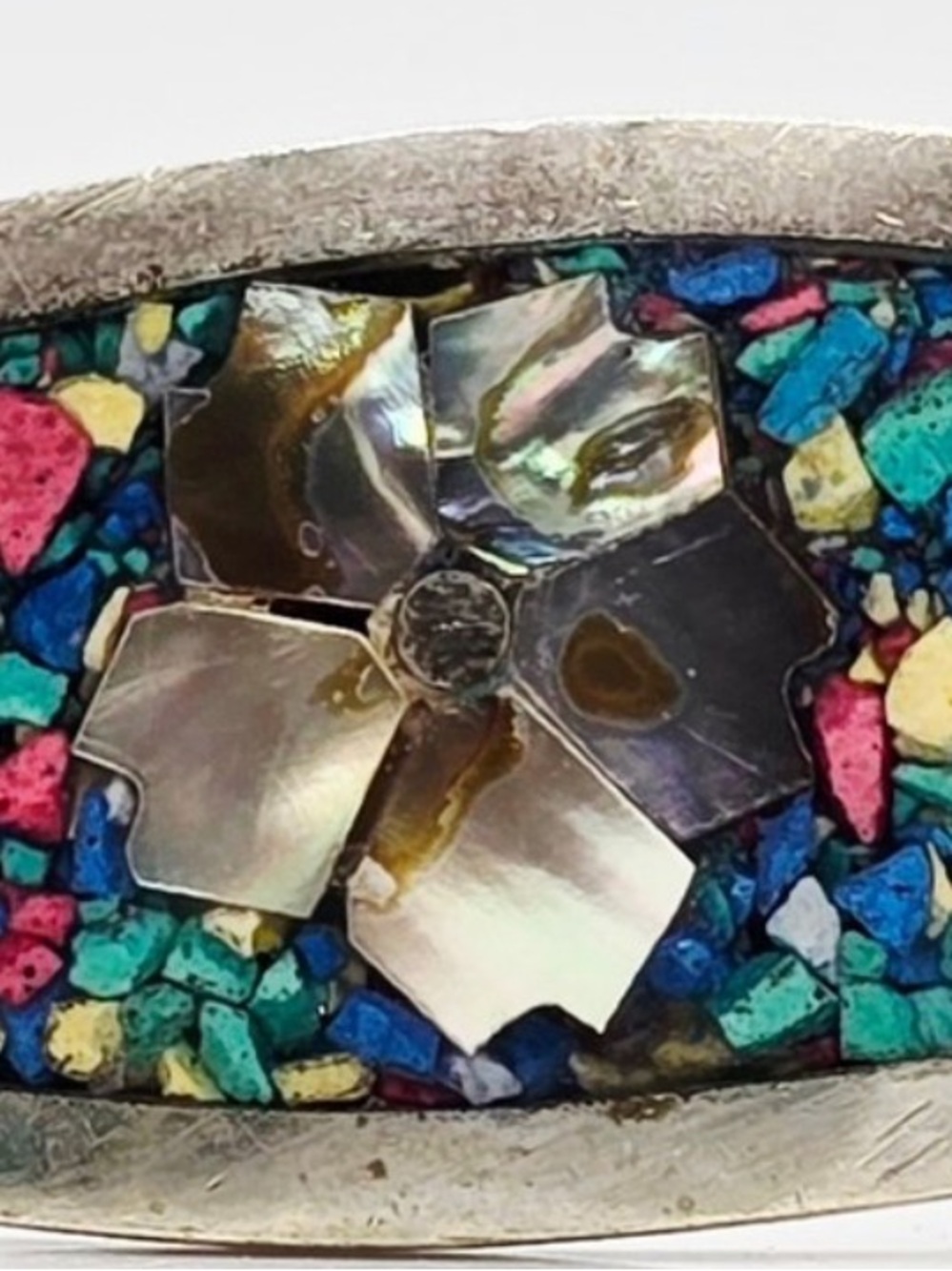 Multicolor Mother-of-Pearl Flower Inlay Bracelet - Women Accessories
